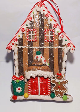 11" Peppermint Candy Gingerbread House Ornament