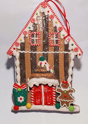 11" Peppermint Candy Gingerbread House Ornament