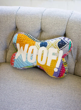 Woof Kantha Bone Pillow