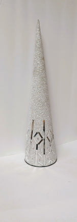 White Beaded & Glass Cone Tree