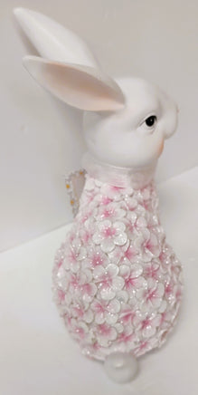 Pink Floral Sitting Easter Bunny