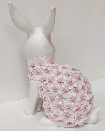 Pink Floral Sitting Easter Bunny