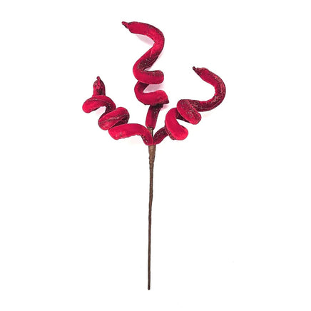 Red Glittered Fabric Spiral Pick