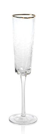 Kampari Triangular Clear Champagne Flute With Gold Rim