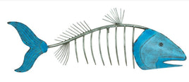 Blue Fish Bones Wall Plaque