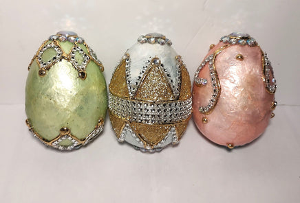 Set of 3 Pastel Bling Easter Egg Decor