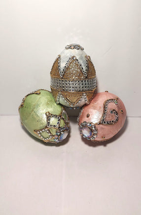 Set of 3 Pastel Bling Easter Egg Decor