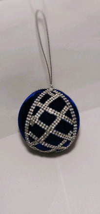 Blue & Silver Jeweled Ball Ornament