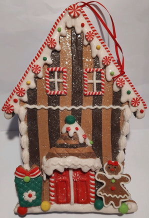 11" Peppermint Candy Gingerbread House Ornament