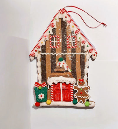 11" Peppermint Candy Gingerbread House Ornament