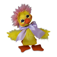 
              8" Fluffy Yellow Duck With Pink Flower
            