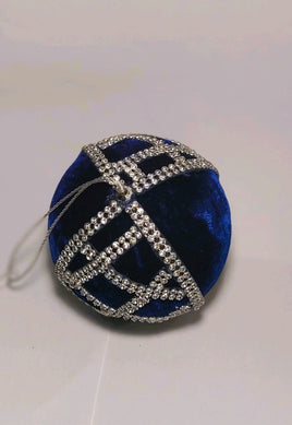 Blue & Silver Jeweled Ball Ornament