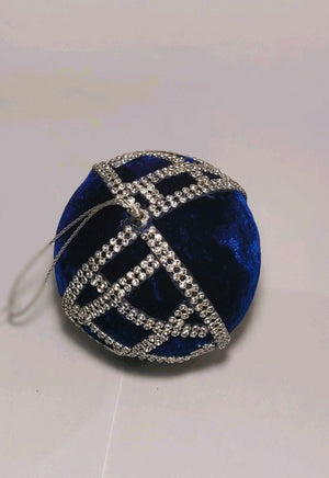 Blue & Silver Jeweled Ball Ornament