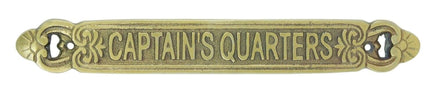 Aged Brass Sign - Captain's Quarters