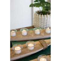 
              Set Of 4- Recycled Wood Boat Tea Light Holders
            