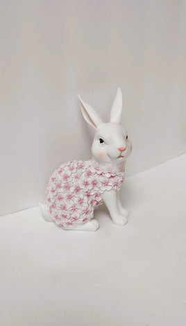 Pink Floral Sitting Easter Bunny