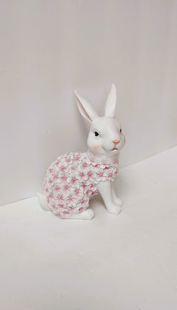 Pink Floral Sitting Easter Bunny