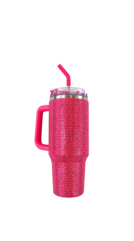 40 oz. Hot Pink Sequin Tumbler