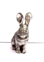 
              Easter Bunny Figurine Silver Tone Cast Metal 6 1/2"
            