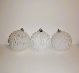 Shatterproof Jumbo White Ball Ornaments - Set of 3