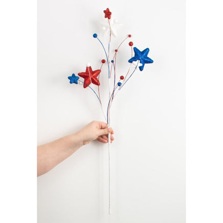 29" Glitter Star Ball Spray: Red, White & Blue