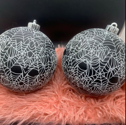 6" Glitter Spiderweb Halloween Ornament