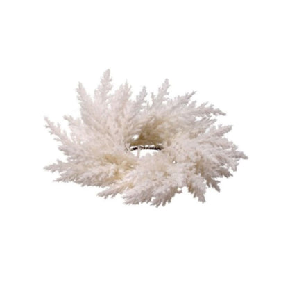 Cream White Flocked Astilbe Candle Ring 12"