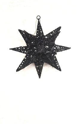 8" Black Glitter Star Ornament