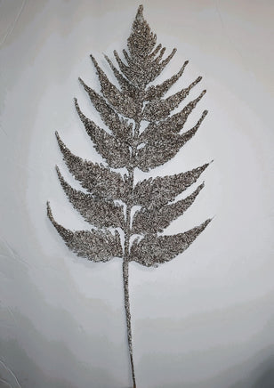 26" Gold & White Glitter Fern Pick