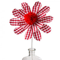 
              24" Gingham Sunflower Pick: Red & White
            