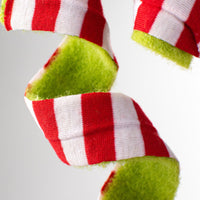 
              30" Double Sided Stripe Felt Frizzy Curly Spray: Red, White, Green
            