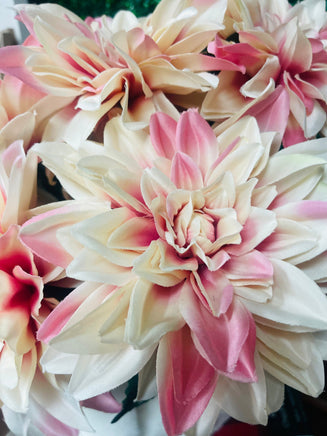 28" Pink & Cream colored Dahlia Floral Arrangement With Greenery