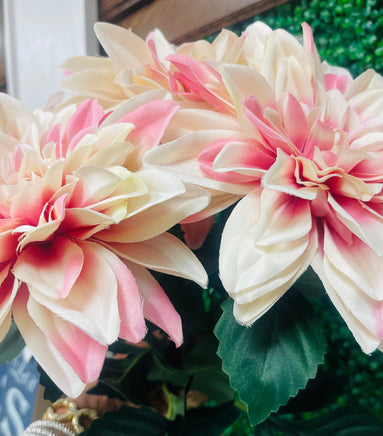 28" Pink & Cream colored Dahlia Floral Arrangement With Greenery