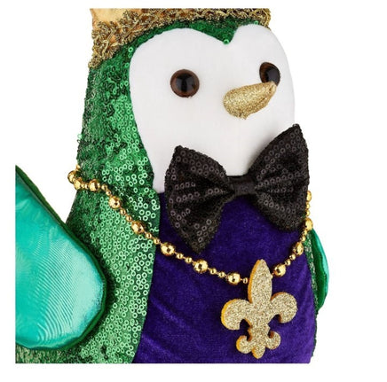 Large Mardi Gras Fabric Bird with Bow Tie