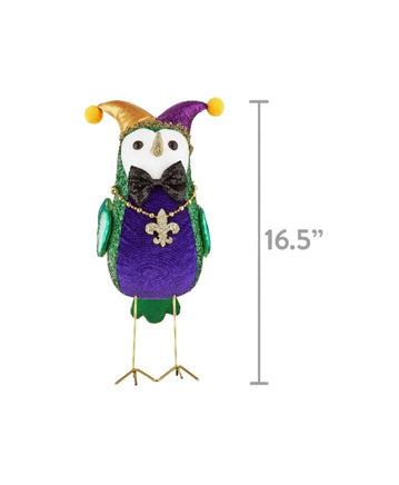 Large Mardi Gras Fabric Bird with Bow Tie