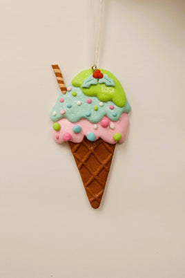 Clay Dough Ice Cream Cone Ornament