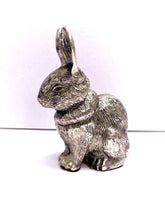 
              Easter Bunny Figurine Silver Tone Cast Metal 6 1/2"
            