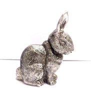 
              Easter Bunny Figurine Silver Tone Cast Metal 6 1/2"
            