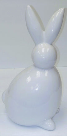 White & Gold Ceramic Sitting Easter Bunny Figurine