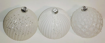 Shatterproof Jumbo White Ball Ornaments - Set of 3