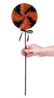 
              22" Tinsel Lollipop Pick: Black & Orange
            