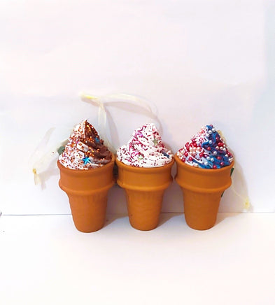 Assorted Foam Ice Cream Cone Ornaments - Set of 3