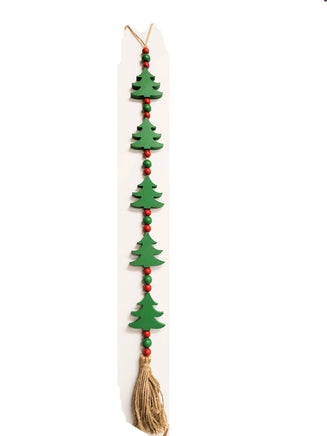 34" Wood Christmas Garland with Jute Tassel