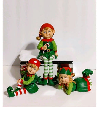 Christmas Elf Figures - Set of 3