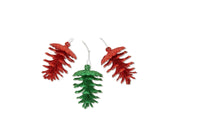 
              Red & Green Glitter Pinecone Ornaments - Set of 6
            