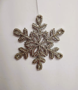 Silver Glitter & Rhinestone Snowflake Ornament