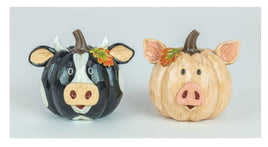 Pig & Cow Pumpkin Decor - Set of 2