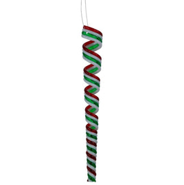 Red, White and Green Candy Curl Christmas Ornaments - Set of 8