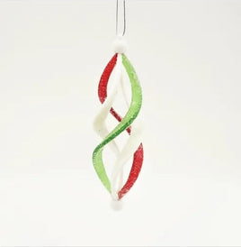 Red, White and Green Frosted Finial Christmas Ornaments - Set of 2