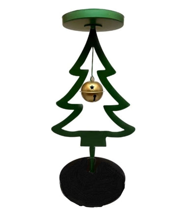 Metal Christmas Pillar Candle Holders with Golden Bell - Set of 2